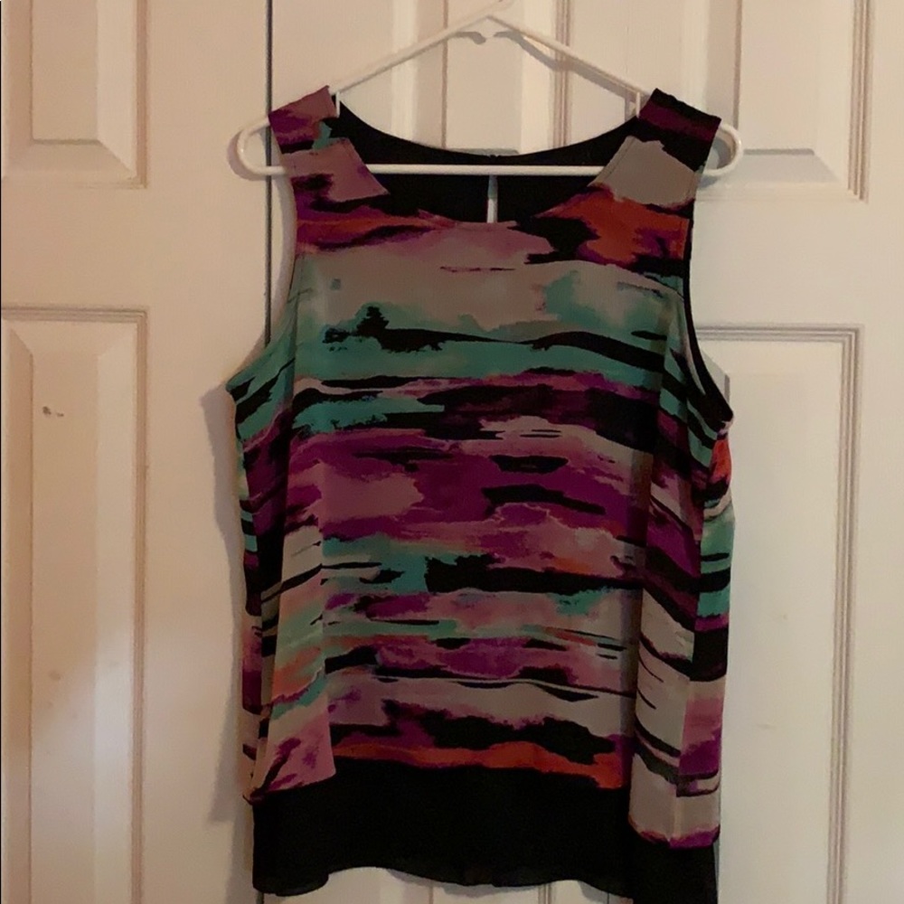 NWOT large black colorful sleeveless top